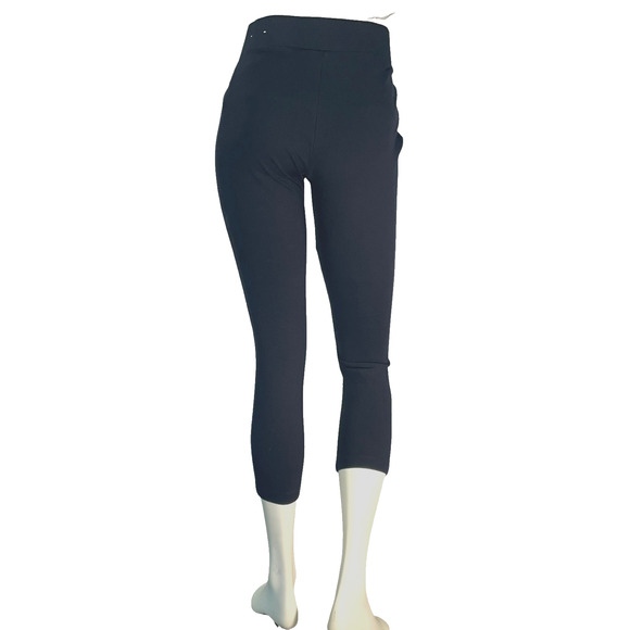 3/$30 Ann Taylor Factory Sz M Leggings 3/4 Length Black Sailor Button Waist - Picture 4 of 7